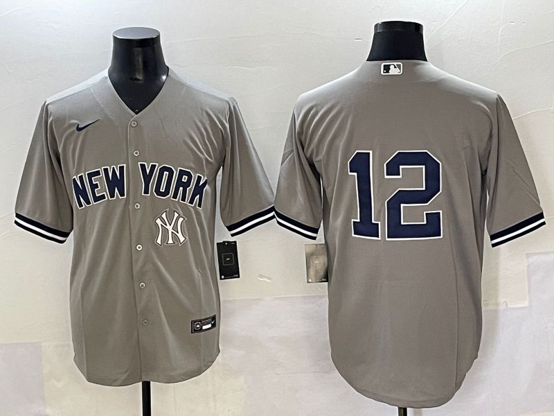 Men 2025 New York Yankees #12 No Name Grey Game Nike MLB Jersey style 11->new york yankees->MLB Jersey